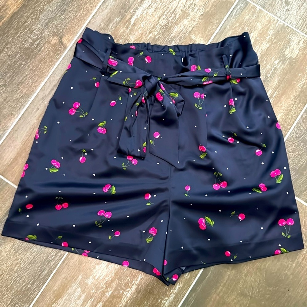 MILLY Women's Cherry Satin Paperbag Shorts
